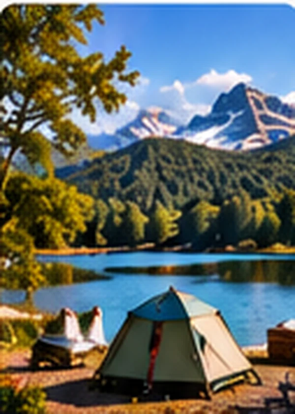 Camping by a mountain lake