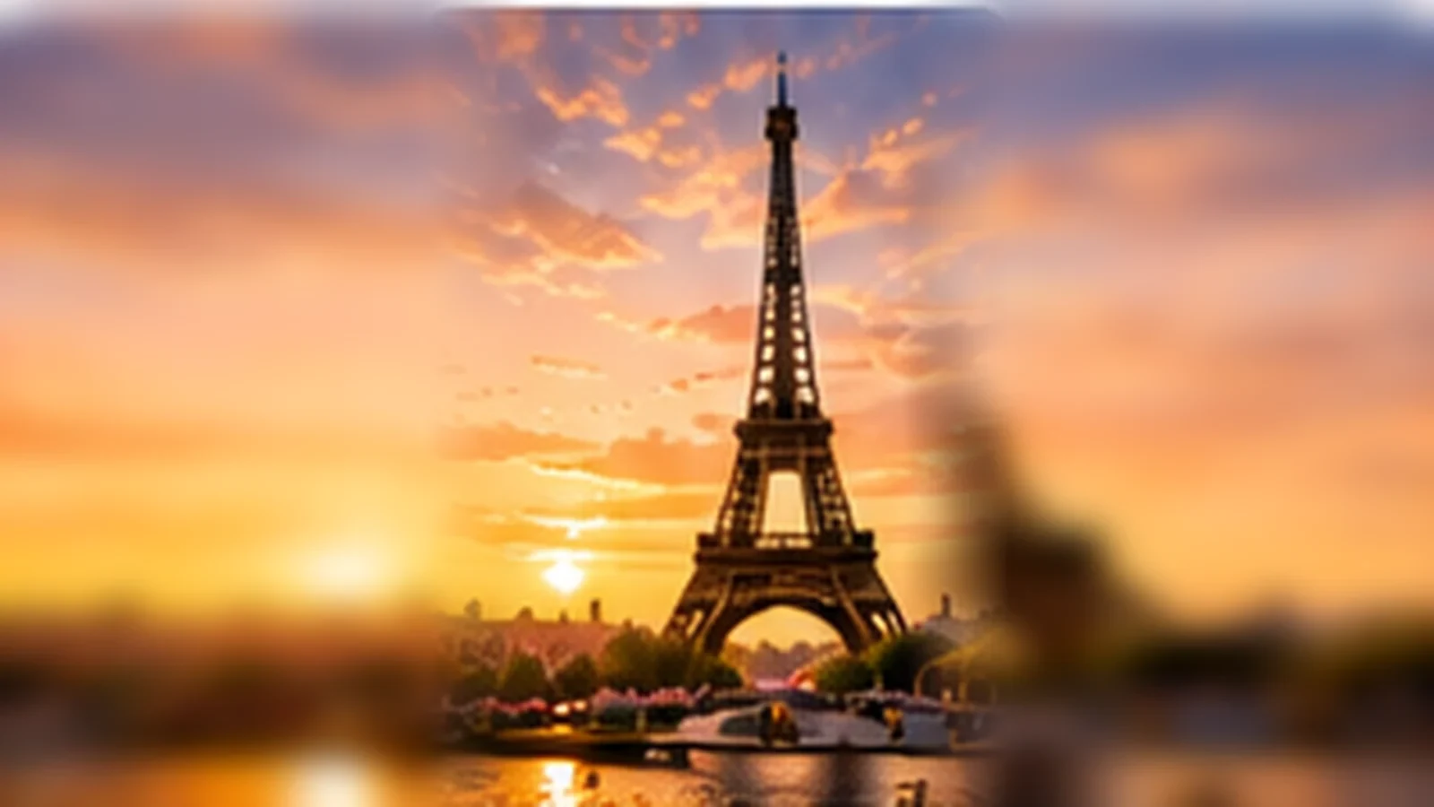 Romantic Paris vacation with the Eiffel Tower at sunset